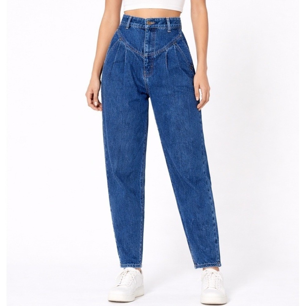 CALVIN KLEIN Vintage 90s High Rise Pleated Jeans sz 7 Blue Denim Western Retro